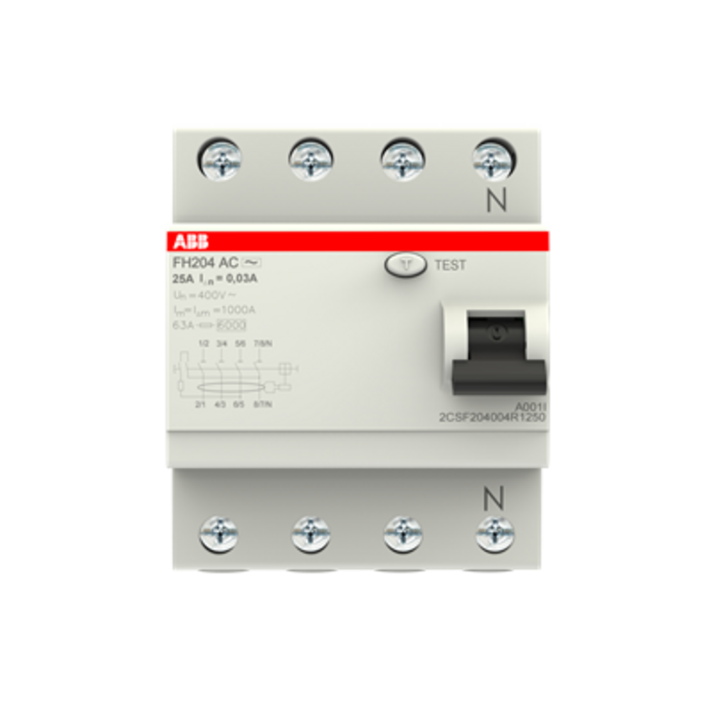ABB 4P 25A 30MA AC-TYPE RESIDUAL CURRENT CIRCUIT BREAKER